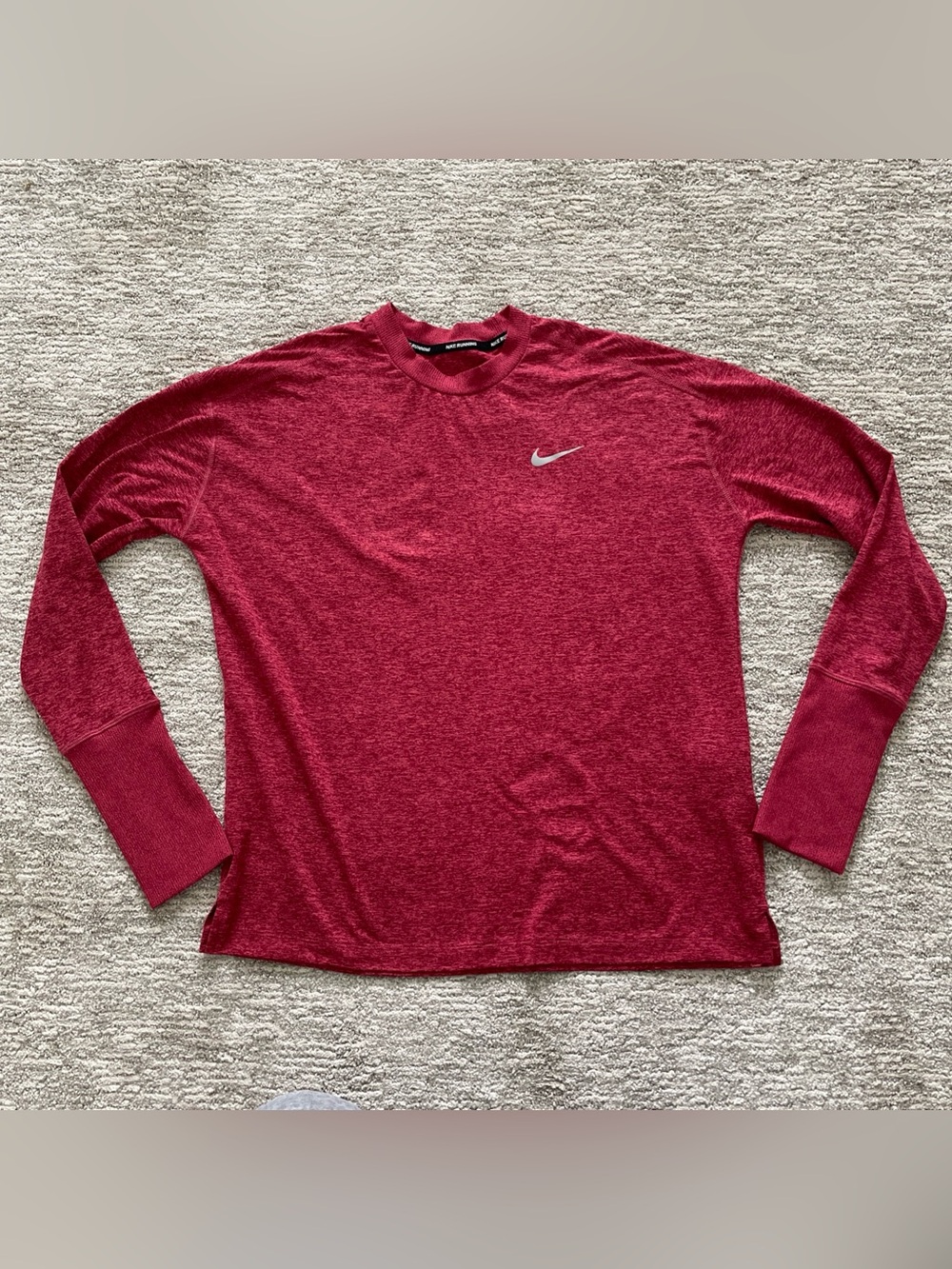 Nike Running Dri-Fit Element Shirt Womens M Red Long Sleeve Stretch Lightweight